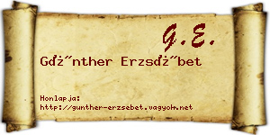 Günther Erzsébet névjegykártya